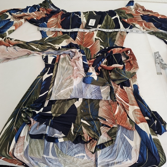 Fashion Nova Curve Night Moves Off-Shoulder Romper Maxi Dress Olive Combo Size L - Picture 13 of 16